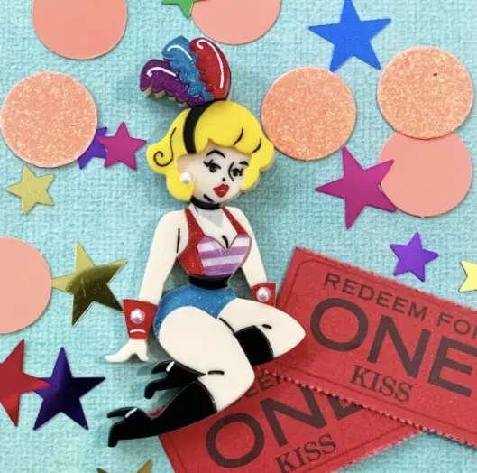 Enjoy the Ride Pinup Circus Themed Brooch-Novelty Pin