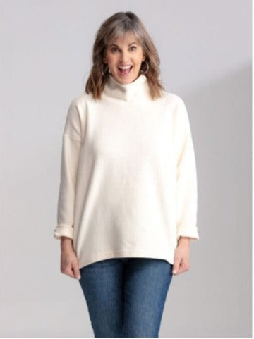Cotton Down Long Boxy Turtleneck by F & H Clothing Company Co