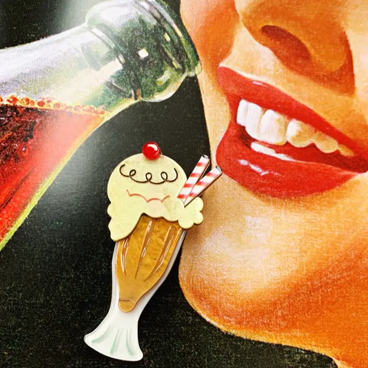 Float On Root Beer Float Brooch-Novelty Pin