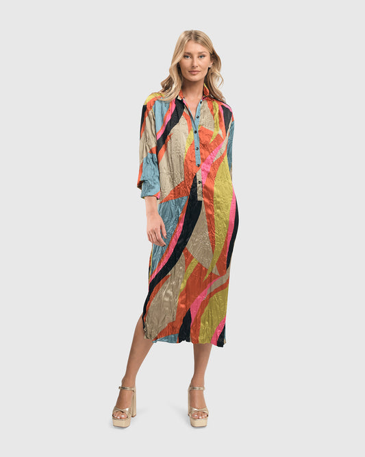 ABSTRACT CRINKLE SHIRTDRESS by Alembika