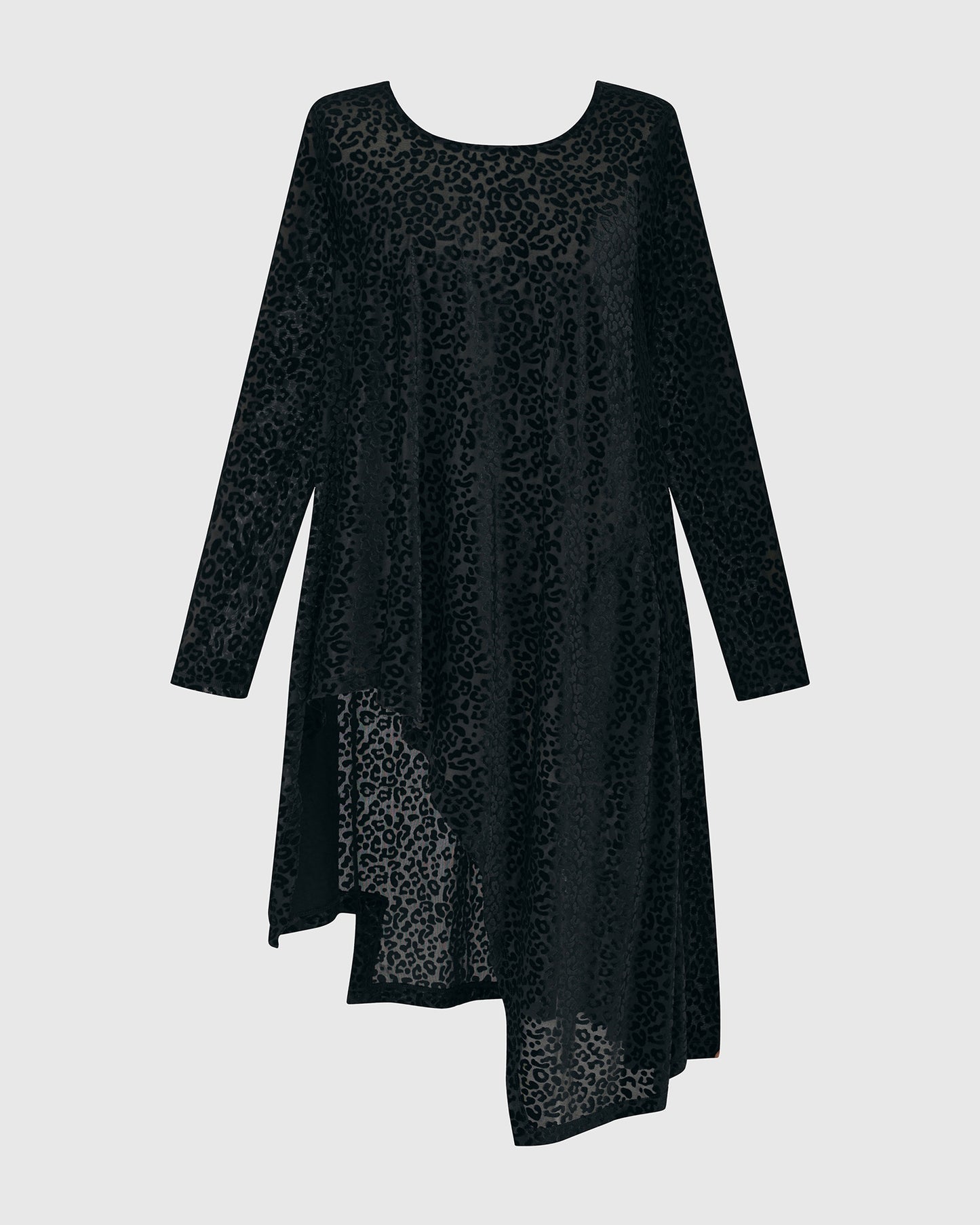 Leopard Velvet Hi-Lo Tunic Top, Black by Alembika