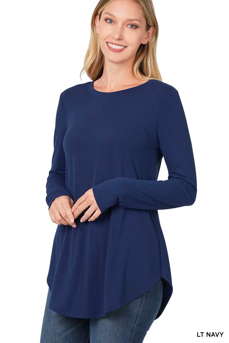 LONG SLEEVE ROUND NECK ROUND HEM TOP by Vanilla