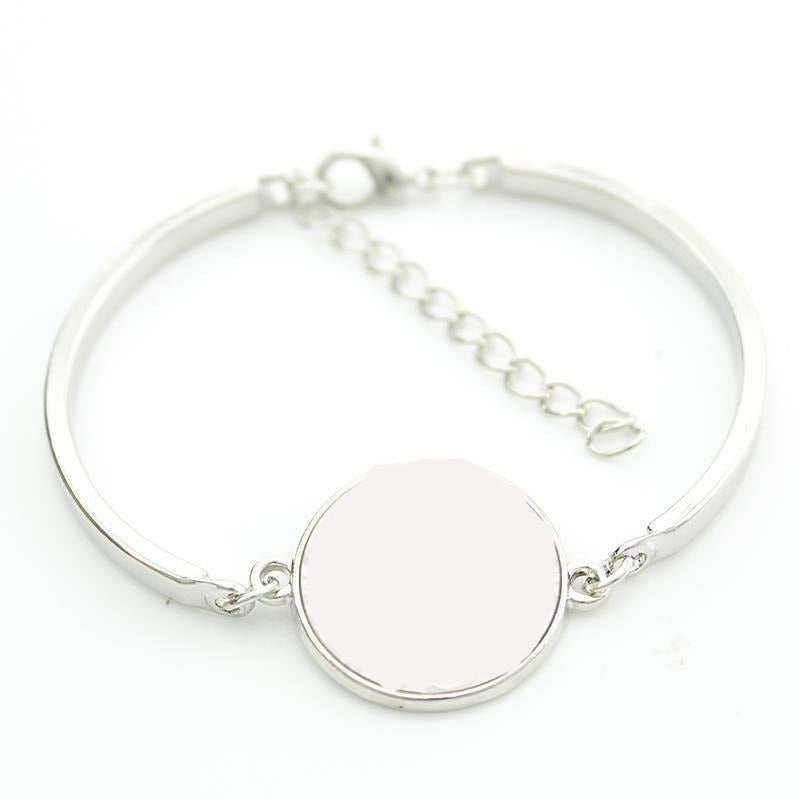 Girls "Ballet Slippers" Glass Cabochon Bangle Fashion Bracelet Silver Tone