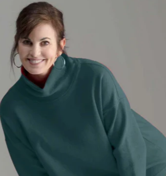 Cotton Down Long Boxy Turtleneck by F & H Clothing Company Co