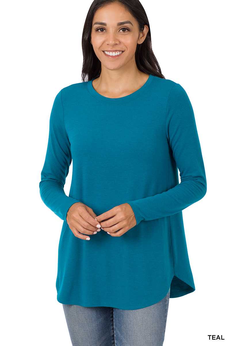 LONG SLEEVE ROUND NECK ROUND HEM TOP by Vanilla