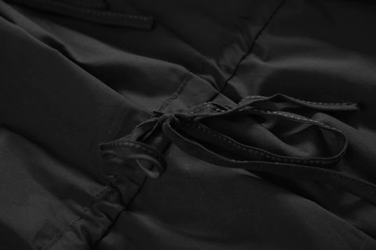 High Waisted Tulip Skirt Long Skirt with Leather Belt at Waist Band Black