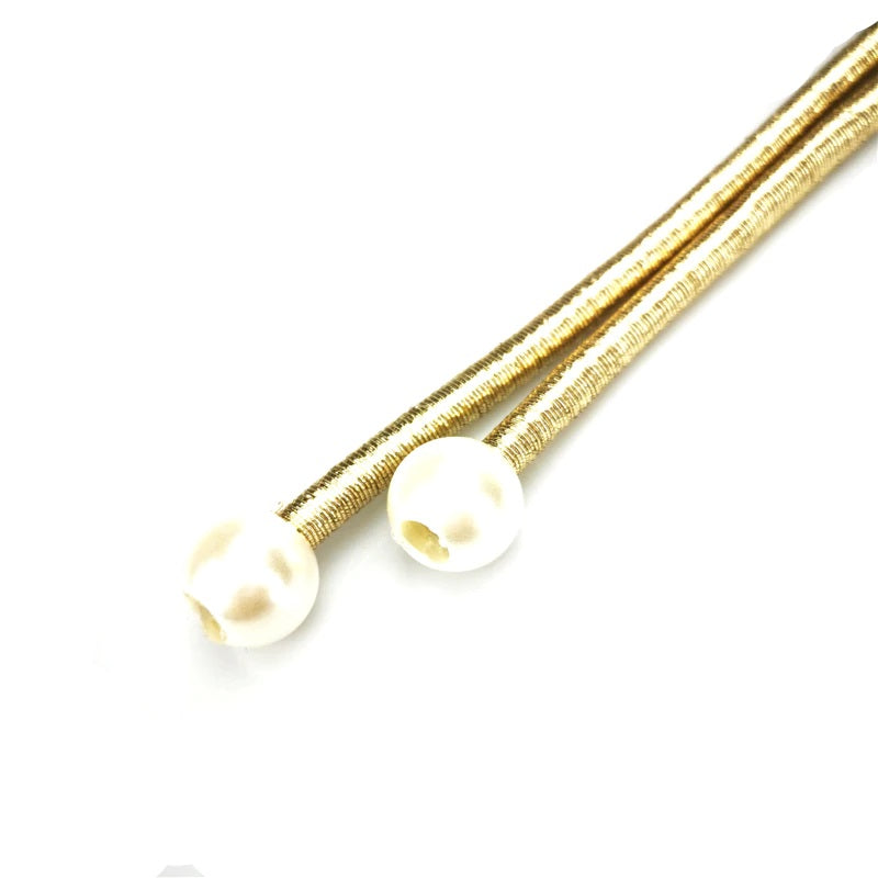 Triple Coil Gold Pendant Long Necklace With Long Tassel and Faux Pearls
