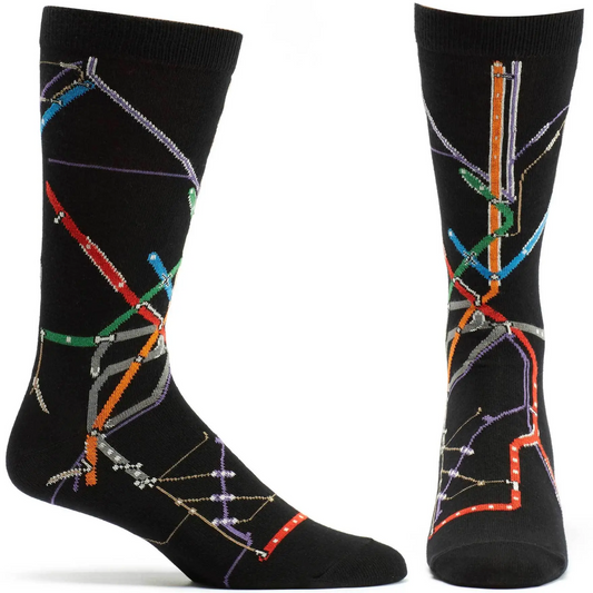 Boston MBTA "The T" Subway Map Men's Socks by Ozone Black