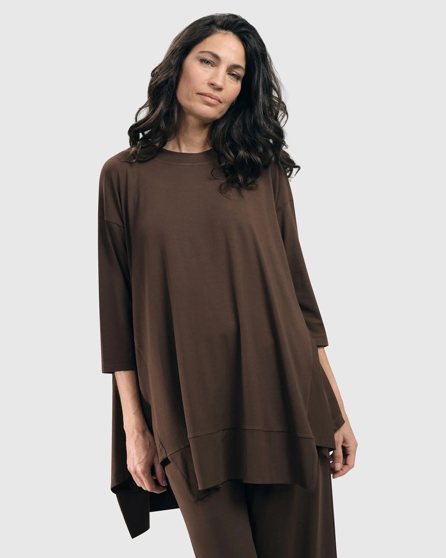 Essential Oversized Trapeze Top, Coffee by Alembika