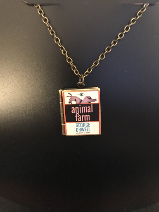 Book Locket "Animal Farm" Necklace Bronze