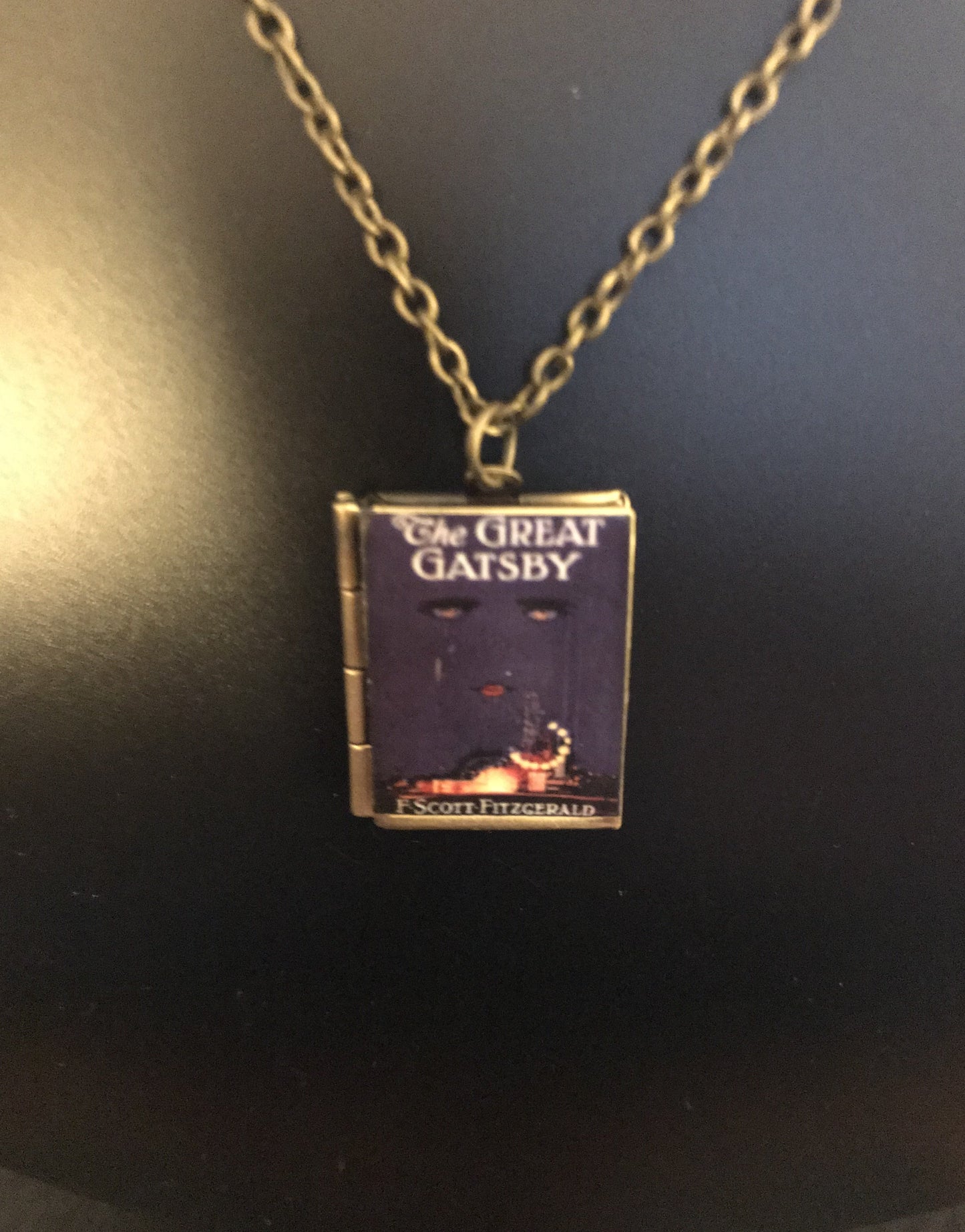 Book Locket "Great Gatsby" Necklace Bronze