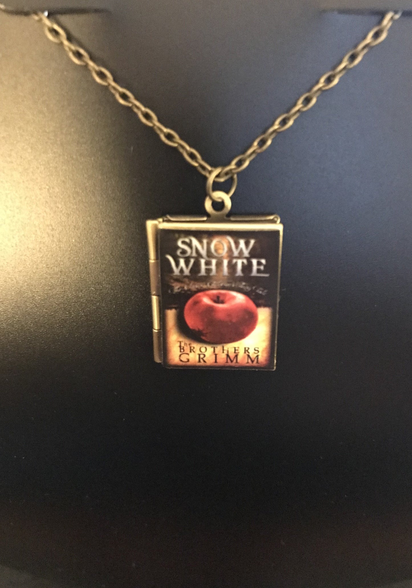 Book Locket Snow White Necklace Bronze