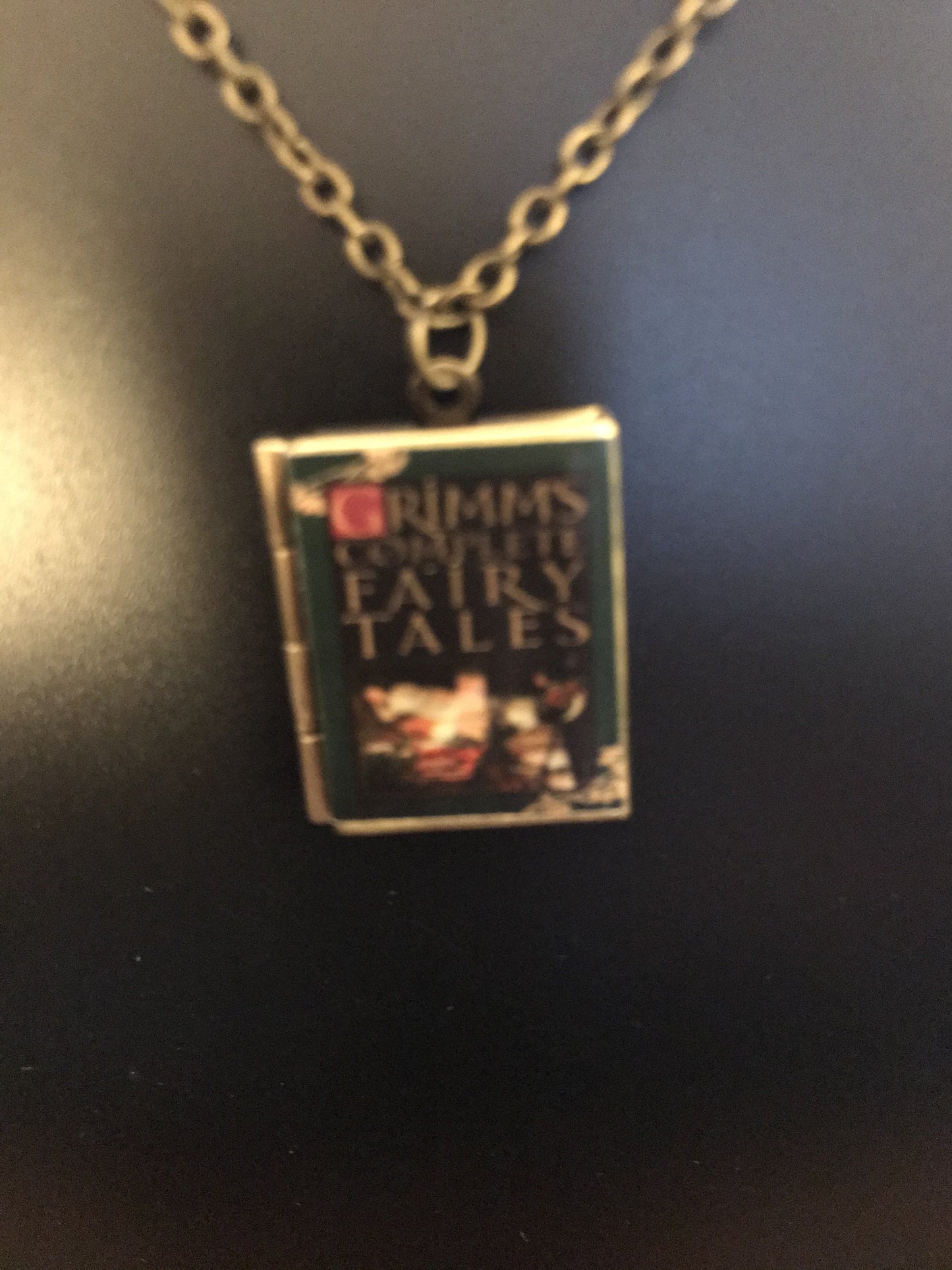 Book Locket "Grimm's Fairy Tales" Necklace Bronze