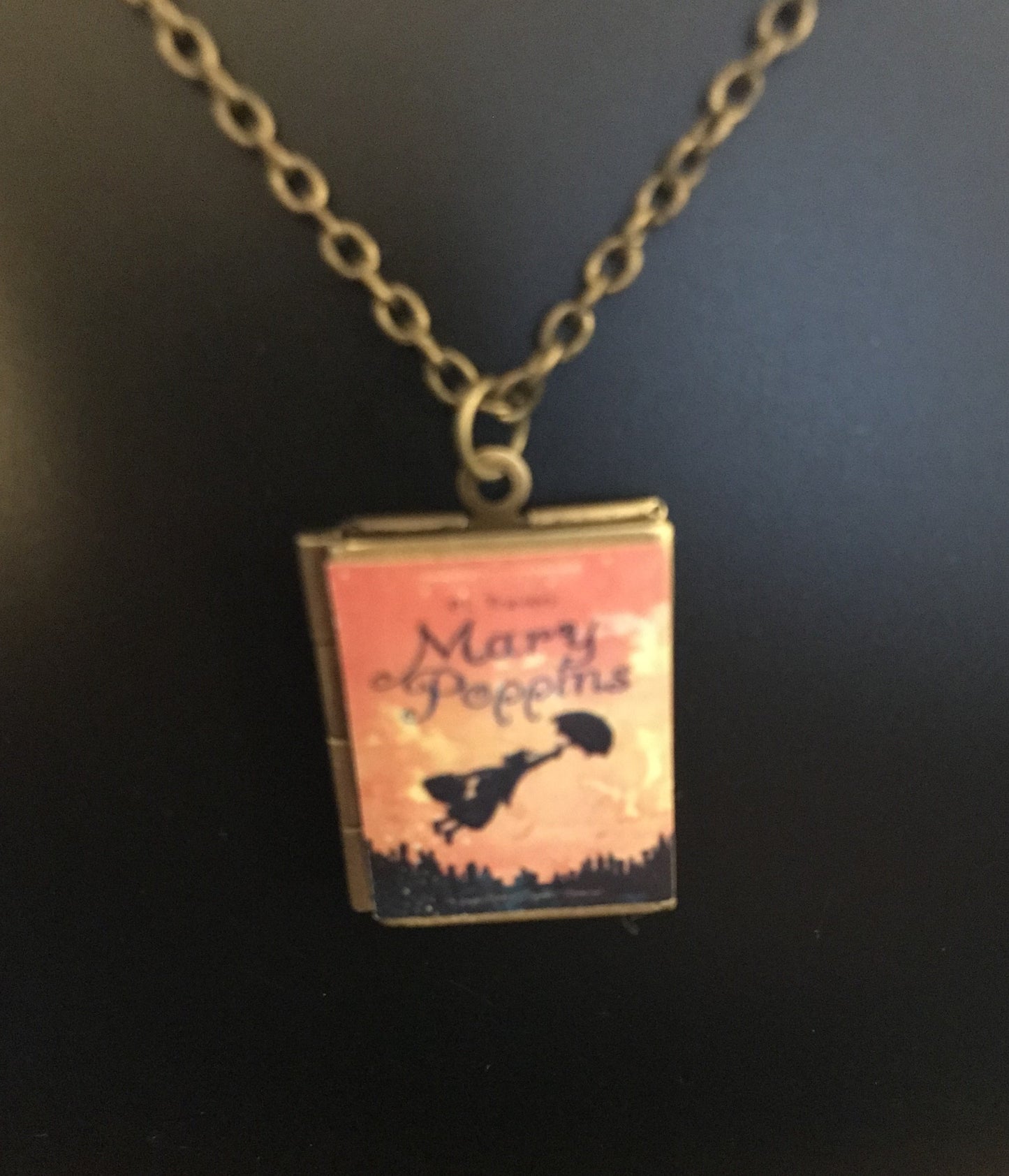 Book Locket "Mary Poppins" Necklace Bronze