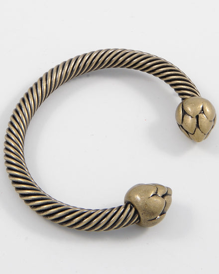 Acanthus Leaf Metal Burnished Gold Cuff Bracelet