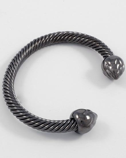 Acanthus Leaf Metal Cuff Bracelet Hematite Tone