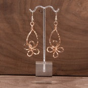 Hammered Twisted Daisy Dangle Earrings Rose Gold Tone