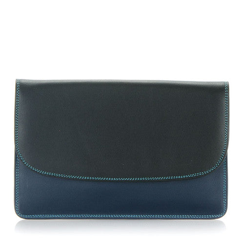 Double Flap Purse/Wallet Leather - Navy