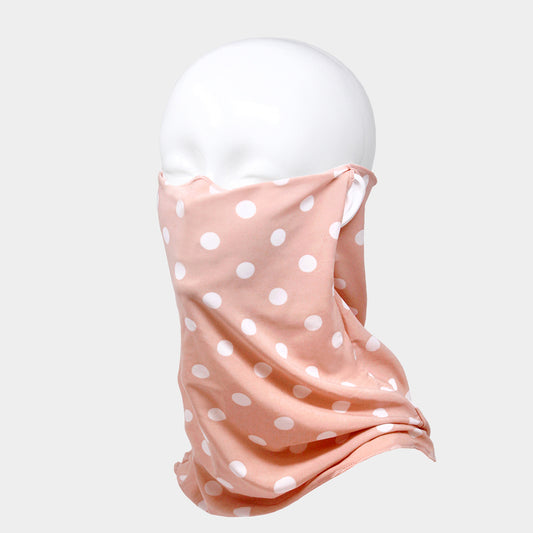 Fashion Pk/Wht Dot Print Seamless Tube Scarf Face Mask