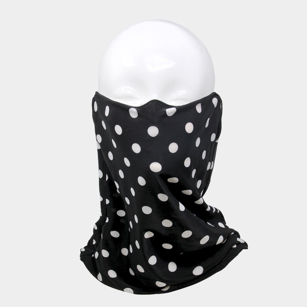 Fashion Blk/Wht Dot Print Seamless Tube Scarf Face Mask