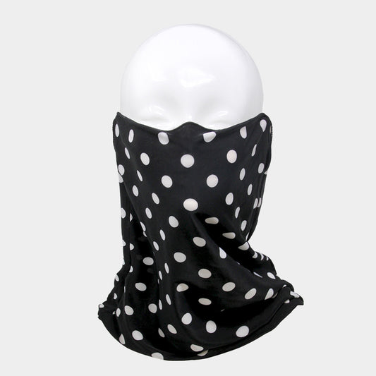 Fashion Blk/Wht Dot Print Seamless Tube Scarf Face Mask