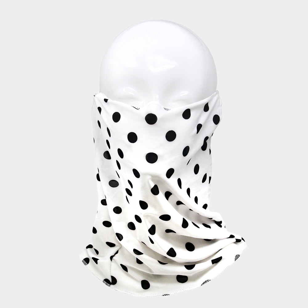 Fashion Wht/Blk Dot Print Seamless Tube Scarf Face Mask
