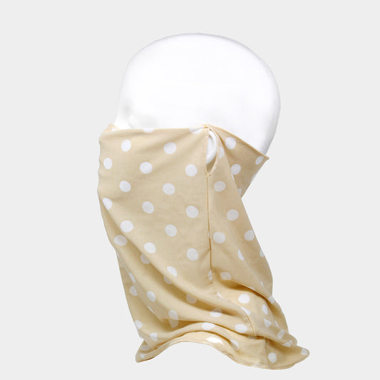 Fashion Beige/Wht Dot Seamless Tube Scarf Face Mask