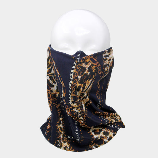 Fashion Chain Print Seamless Tube Scarf Face Mask