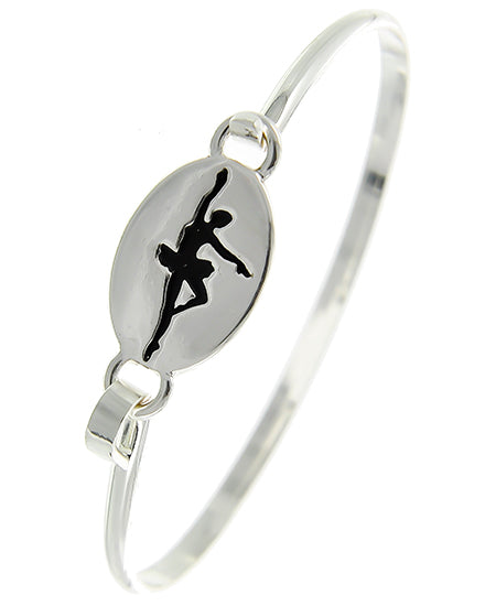 Girls Dance Disk Bangle Bracelet Silver Tone