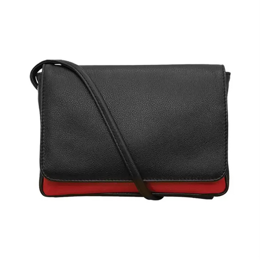Pat Leather Crossbody W/Back Mesh Touch Screen Pocket Black/Red