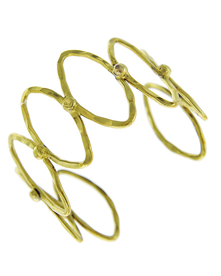 Gold Tone Open Oval Metal  Cuff  Bracelet