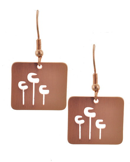 Laser Cut 3 Flowers Dangle Square Earring