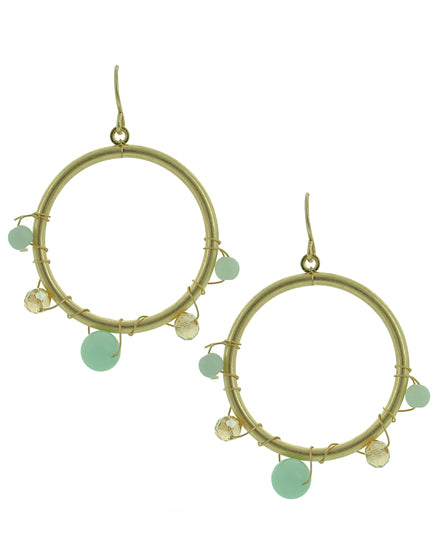 Mint Semi Precious Stone Circle Dangle Earring