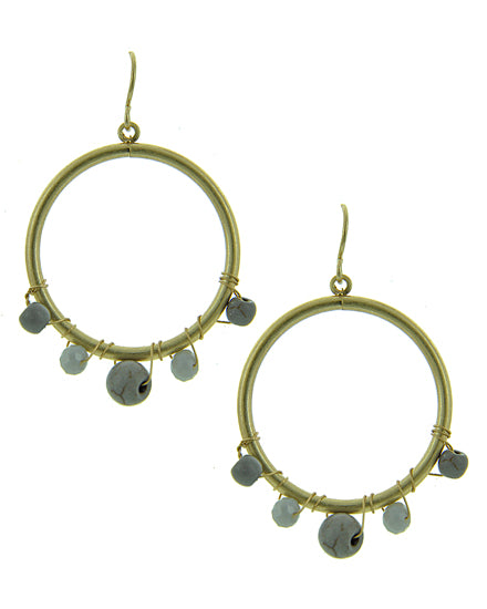 Grey Semi Precious Stone Circle Dangle Earring