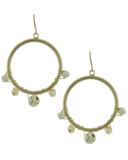 Ivory Semi Precious Stone Circle Dangle Earring