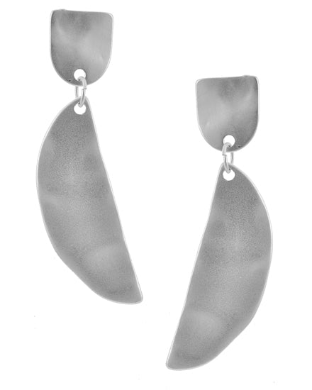 Geometric Matte Silver Post Earrings