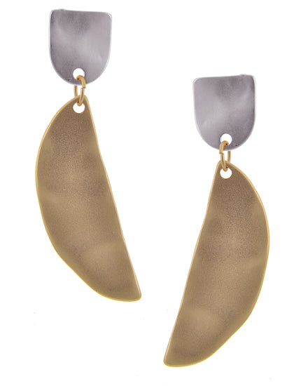 Geometric Matte Two-tone Post Dangle Earring