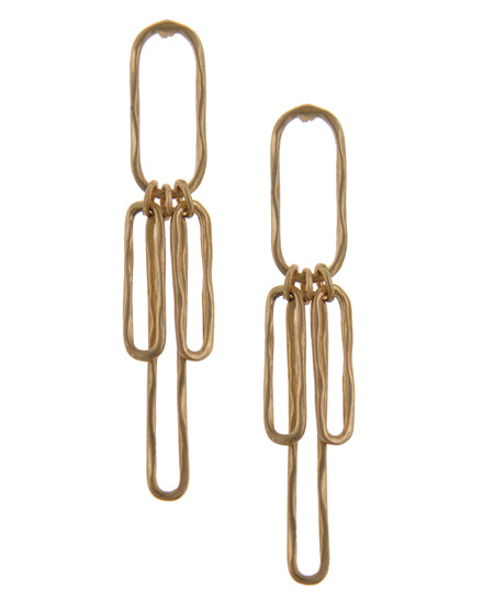 Geometric Matte Gold Tone Dangle Post Earring