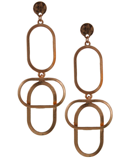 Geometric Rose Gold Tone Dangle Post Earring