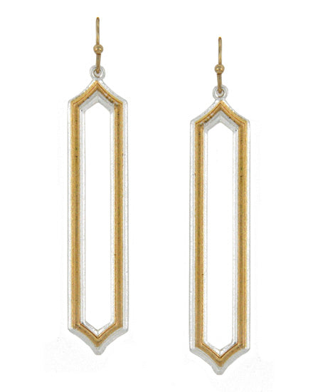 Geometric Matte Gold and Silver Dangle Earring