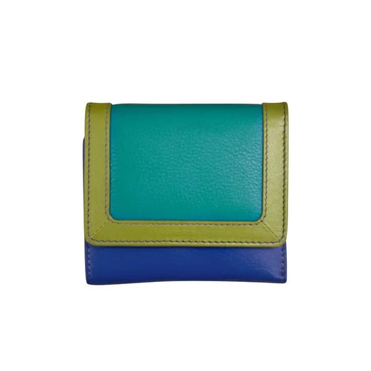 Leather Color Block Tri-Fold Wallet Palm Beach