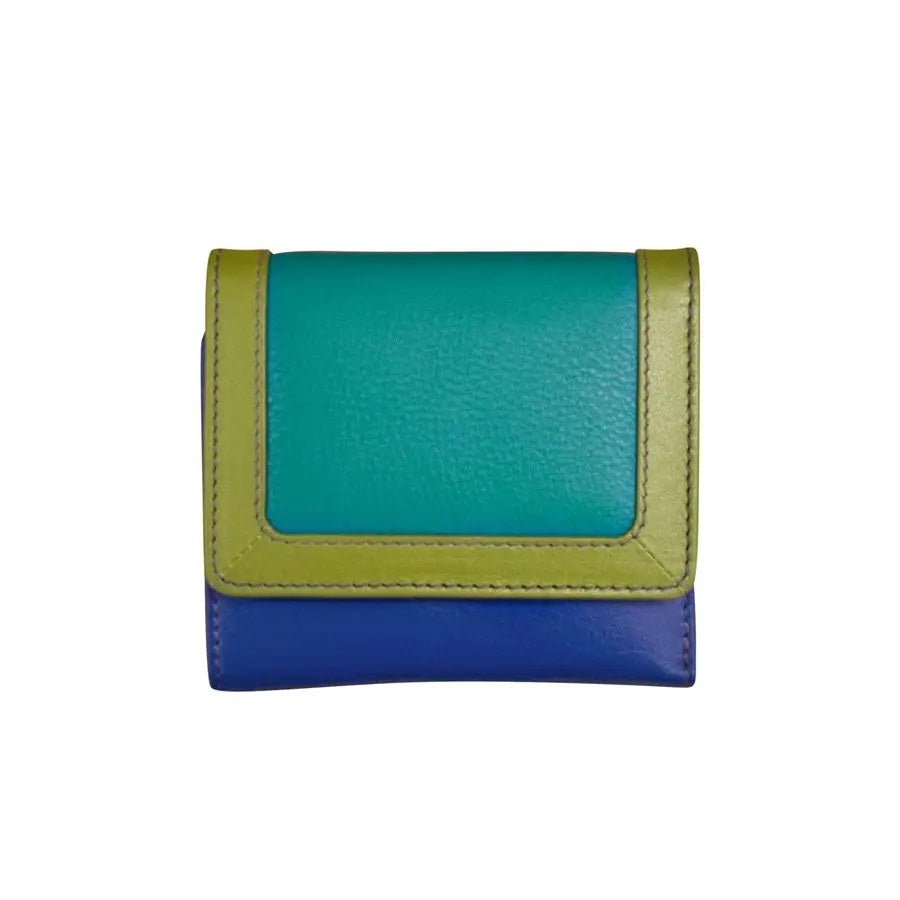Leather Color Block Tri-Fold Wallet Palm Beach
