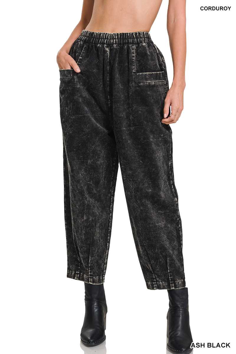 MINERAL WASH CORDUROY CROPPED PANTS by Vanilla