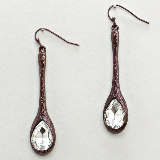 Crystal Textured Copper Teardrop Earrings
