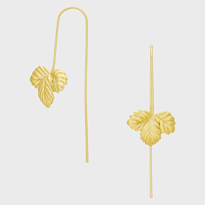 Leaf Thread Earrings Matte Gold