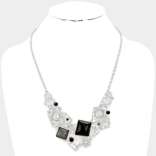 Geometric Black & Silver Necklace
