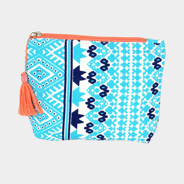 MULTI PATTERN POUCH/COSMETIC BAG Turq