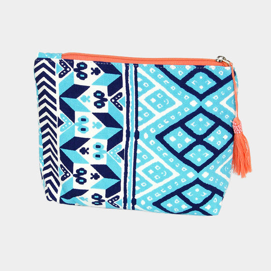 MULTI PATTERN POUCH/COSMETIC BAG Turq
