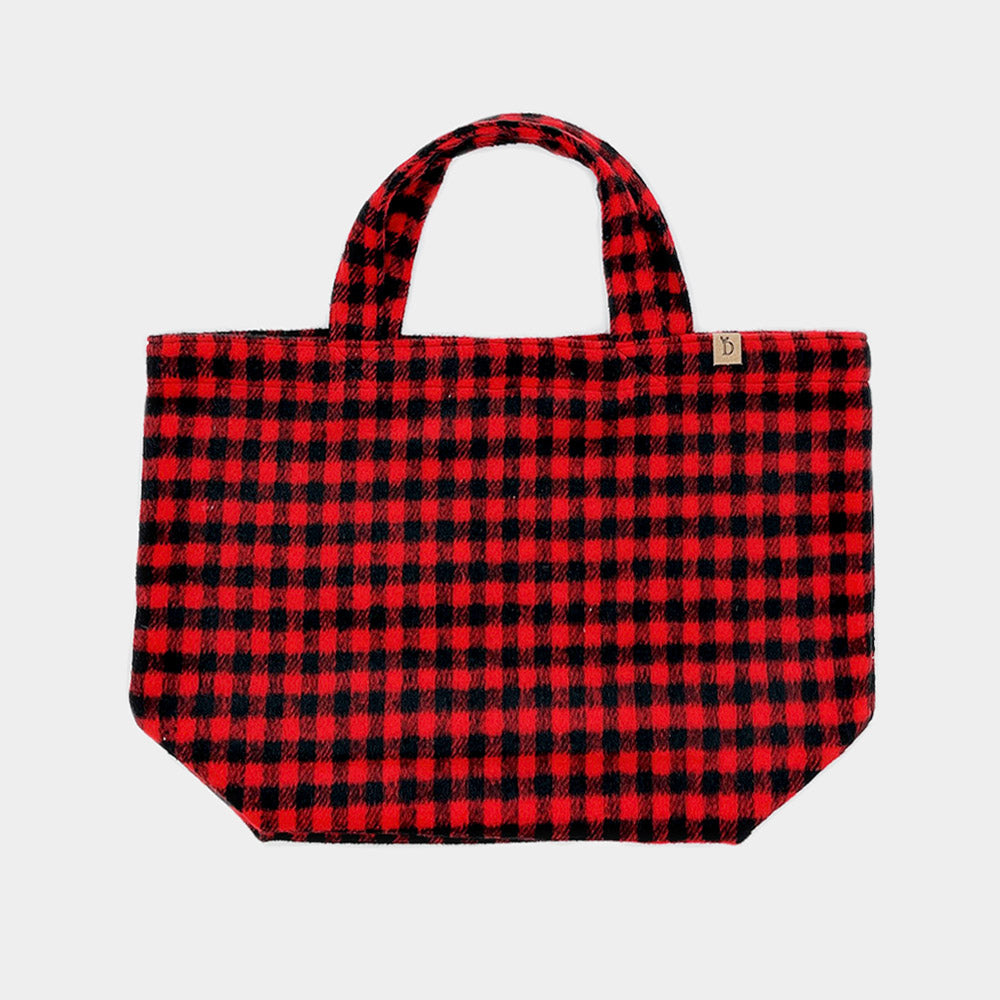 Buffalo Check Patterned Tote Bag Red