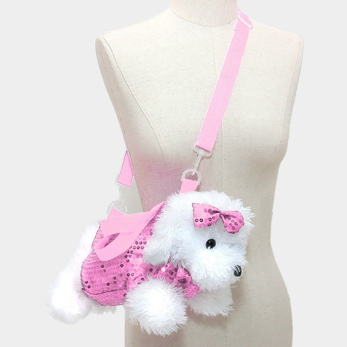 Buy Poochie & Co Girl's Plush Puppy Dog Purse – Blue Sequins with Tutu –  Mindy The Maltese - Blue Collar, Strap, and Bows Online at desertcartINDIA